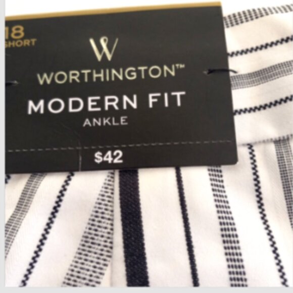 Black White Striped Capri Pants size 18 NEW Woman Black/White/Gray - Picture 7 of 13